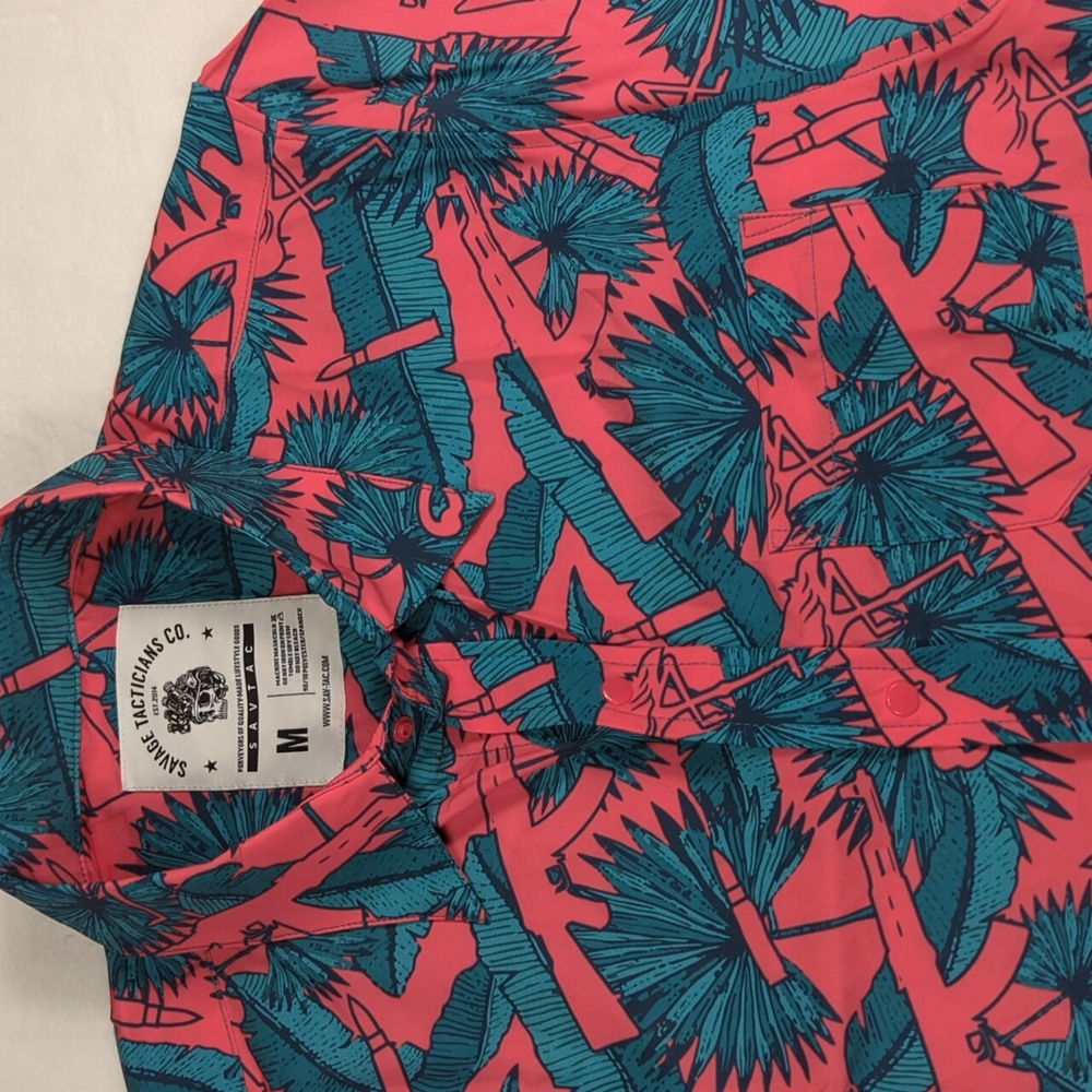 Savage Tacticians‎ AK Tropical Performance Short Sleeve Snap Button Shirt Md